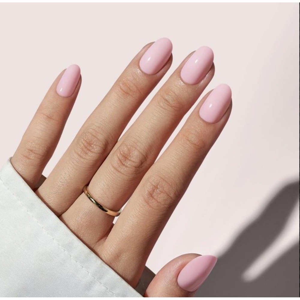 BTARTBOX Press On Nails Soft  Pink Soft Gel Oval Shape Short 32pc Reusable Set